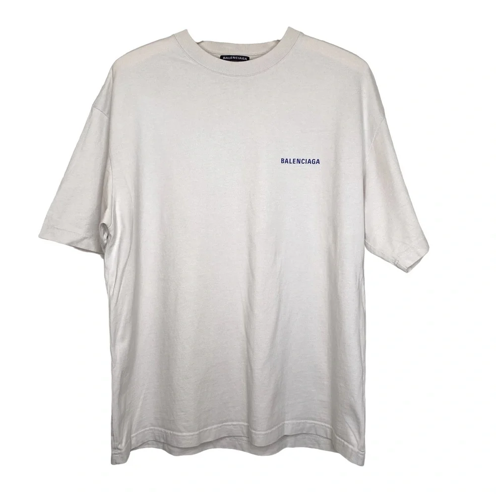 Authentic Balenciaga Back T Shirt Cream Size Medium - Picture 2 of 14